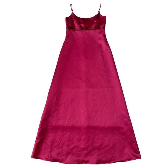 Vintage Maroon spagetti strap satin Formal Bridal long ball gown size 6 - Picture 2 of 10
